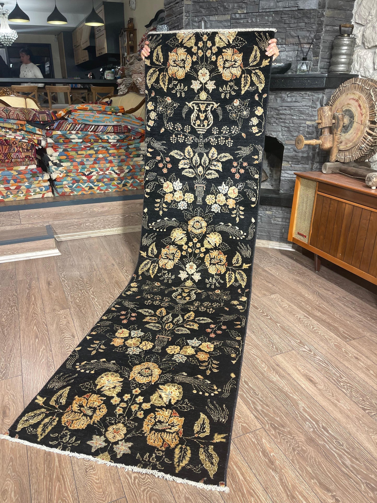 AFGHANISCHER BABİL BAHCE TEPPICHLÄUFER (Handgefertigtes Einzelstück)