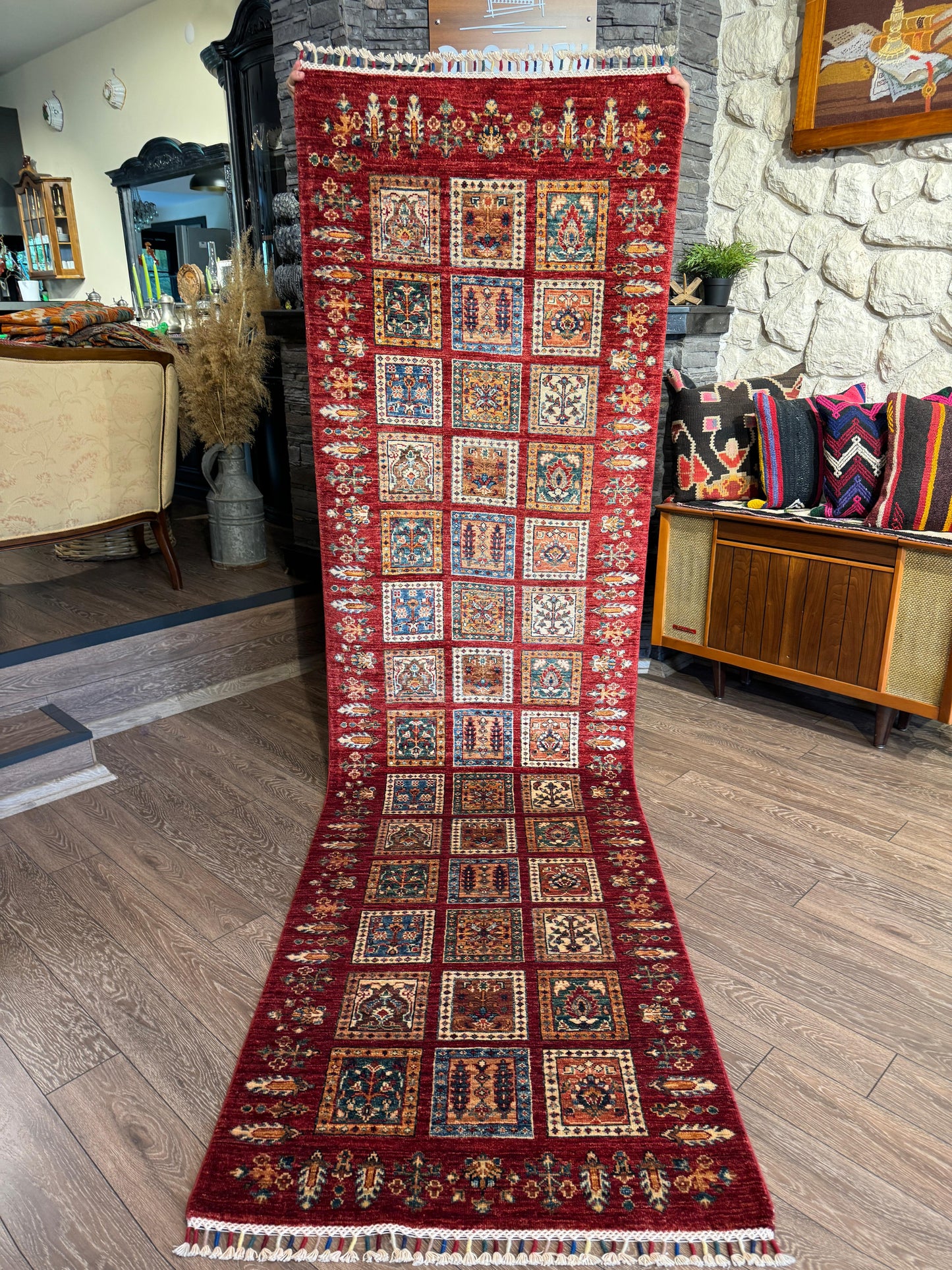 AFGHANISCHER BAHTİYARİ KIRMISI TEPPICHLÄUFER